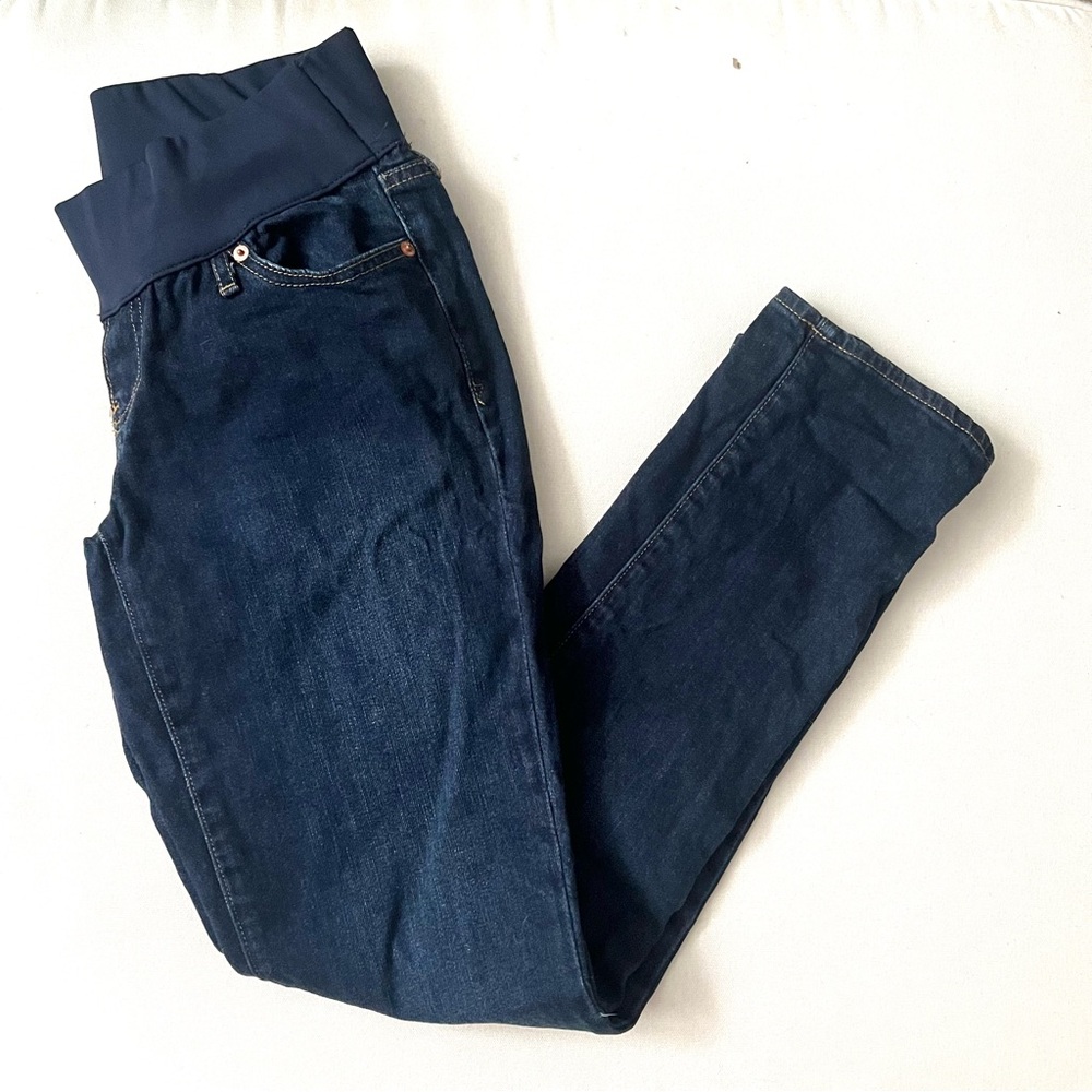 Gap Maternity Real Straight Dark Denim Jeans Size 27 Long Pregnancy